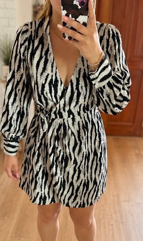 Guts & Gusto Jurk met zebraprint - Zo goed als nieuw, Kleding | Dames, Maat 38/40 (M), Zwart, Ophalen of Verzenden, Zo goed als nieuw