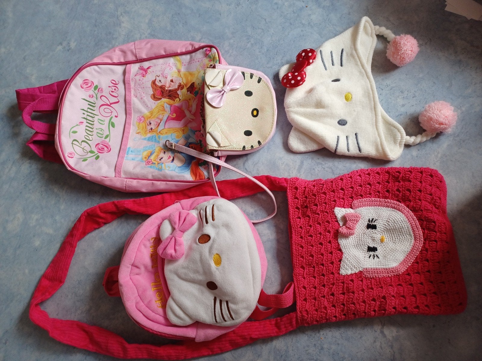 Prinsessen tas hello kitty tasjes schooltas en muts. 1 Tas i, Ophalen of Verzenden