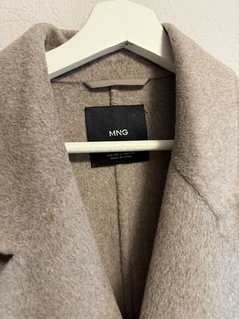 Mango lange mantel beige/taupe, Mango, Beige, Zo goed als nieuw, Ophalen