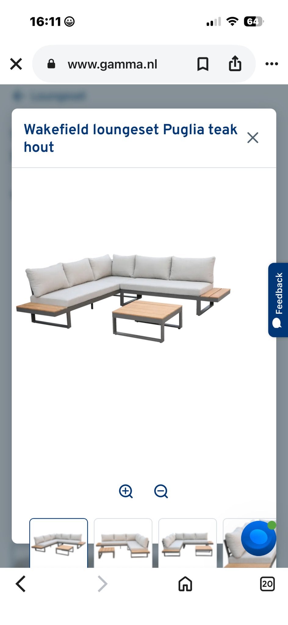 Wakefield loungeset Puglia teakhout, Tuin en Terras, Meer dan 8 zitplaatsen, Teakhout, Ophalen of Verzenden, Zo goed als nieuw