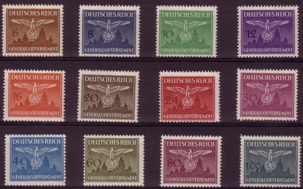 Set NSDAP Zegels uit 1943 (GG DM 25-36), Verzamelen, Verzenden, Overige soorten, Duitsland