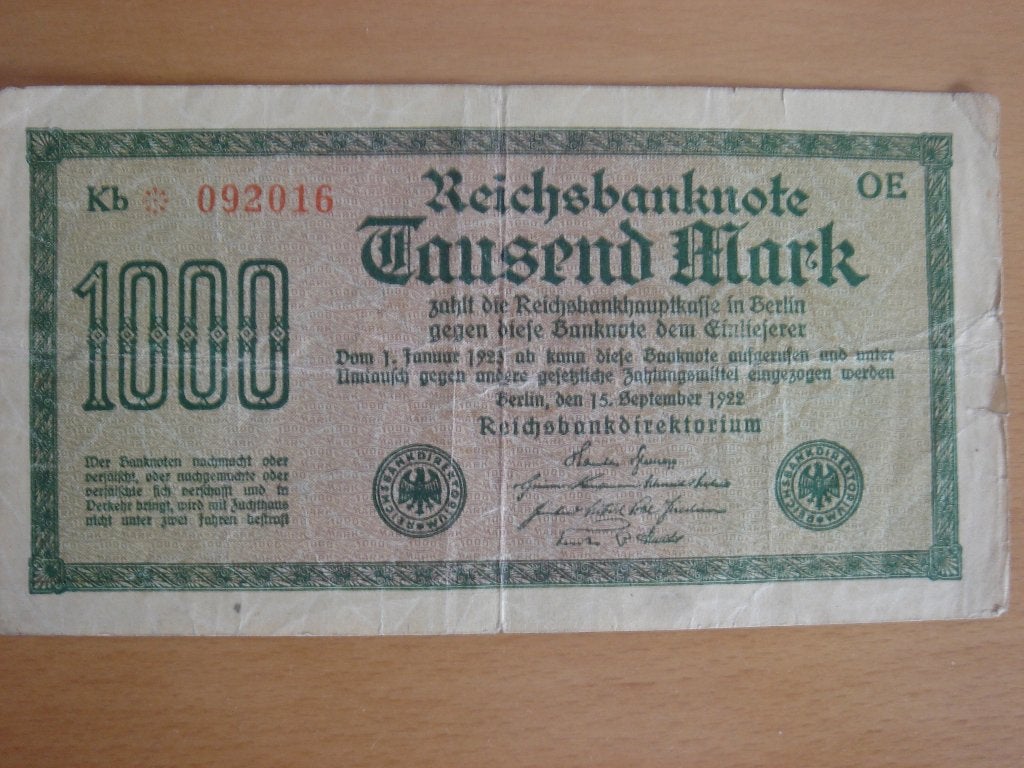 Reichsbanknote Tausend Mark 1922, Ophalen of Verzenden, Duitsland, Los biljet