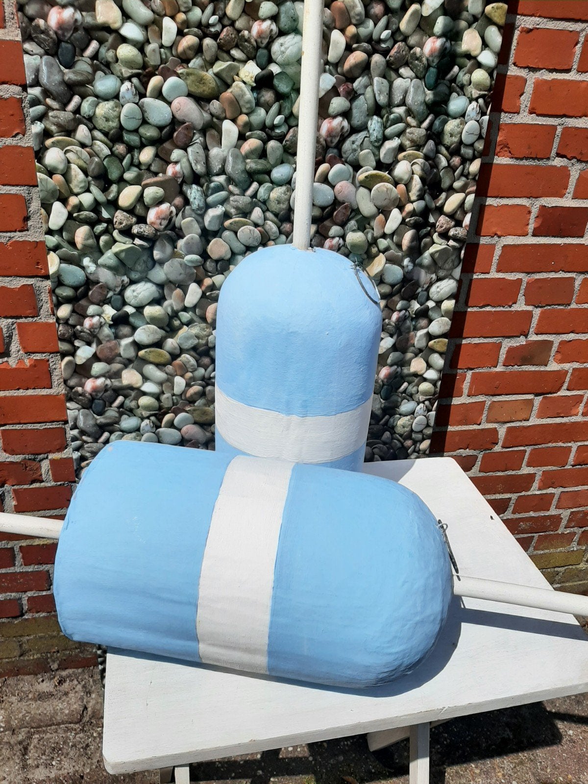2 drijvers van papmaché-decoratie-beachlook-strandhuisje, Ophalen, Gebruikt, Overige stijlen, Blauw
