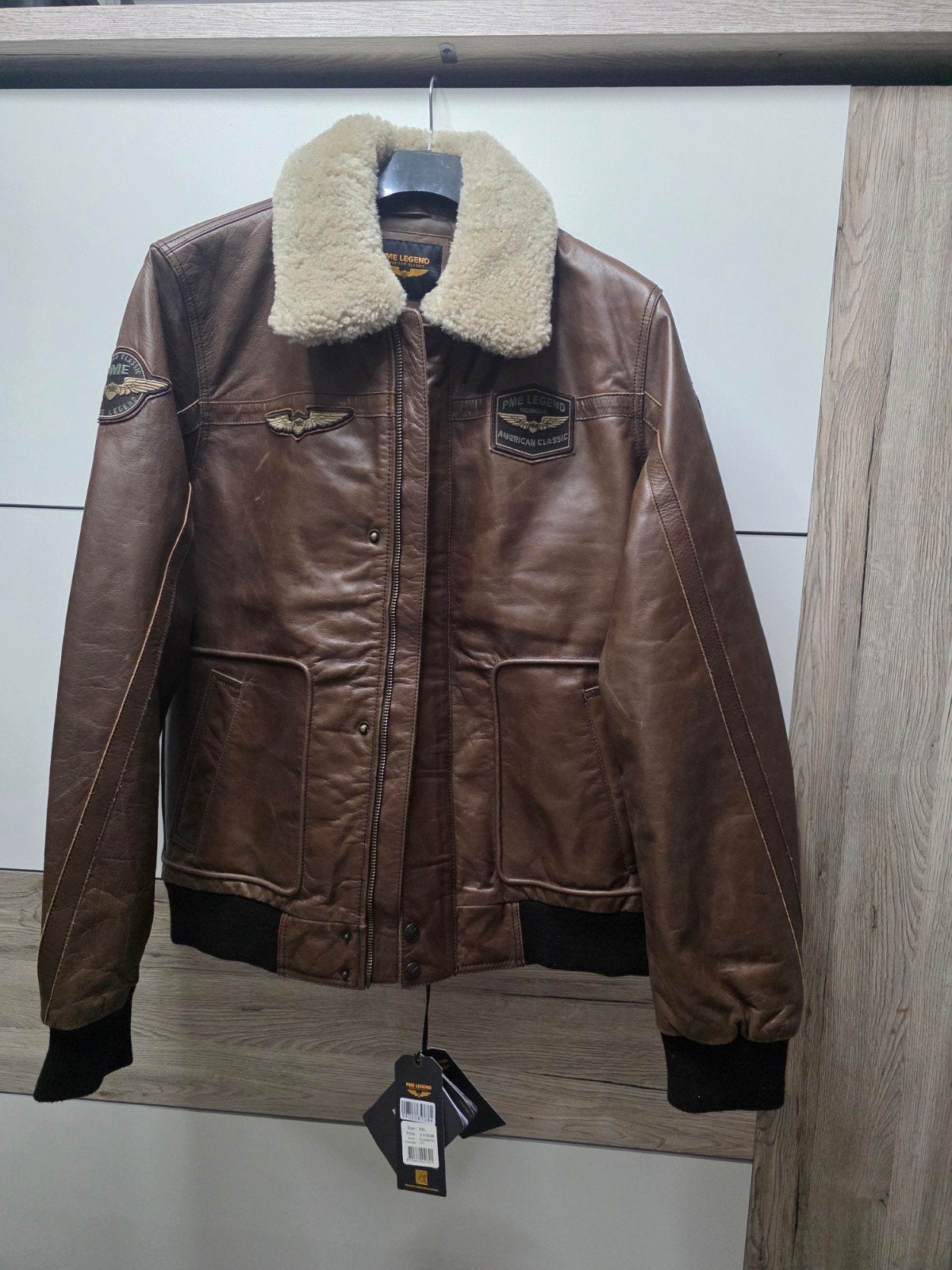 PME Legend Hudson Leren Jas met Bontkraag - Nieuw, Bruin, Nieuw, Overige maten, Ophalen of Verzenden