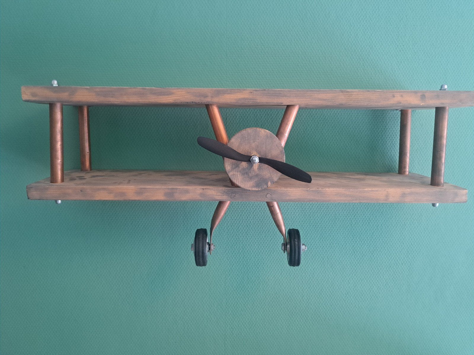 Unieke houten vliegtuig wandplank, Ophalen, Gebruikt, Bruin, Vintage