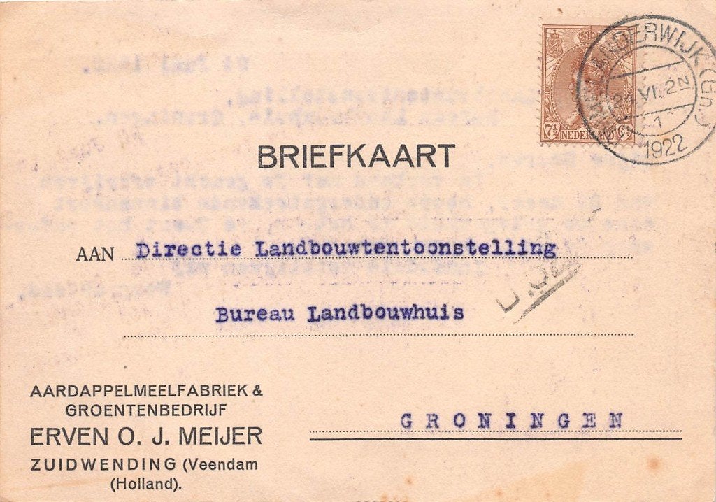 625 Briefkaart Zuidwending Veendam Groningen, Ophalen of Verzenden, 1920 tot 1940, Gelopen, Groningen