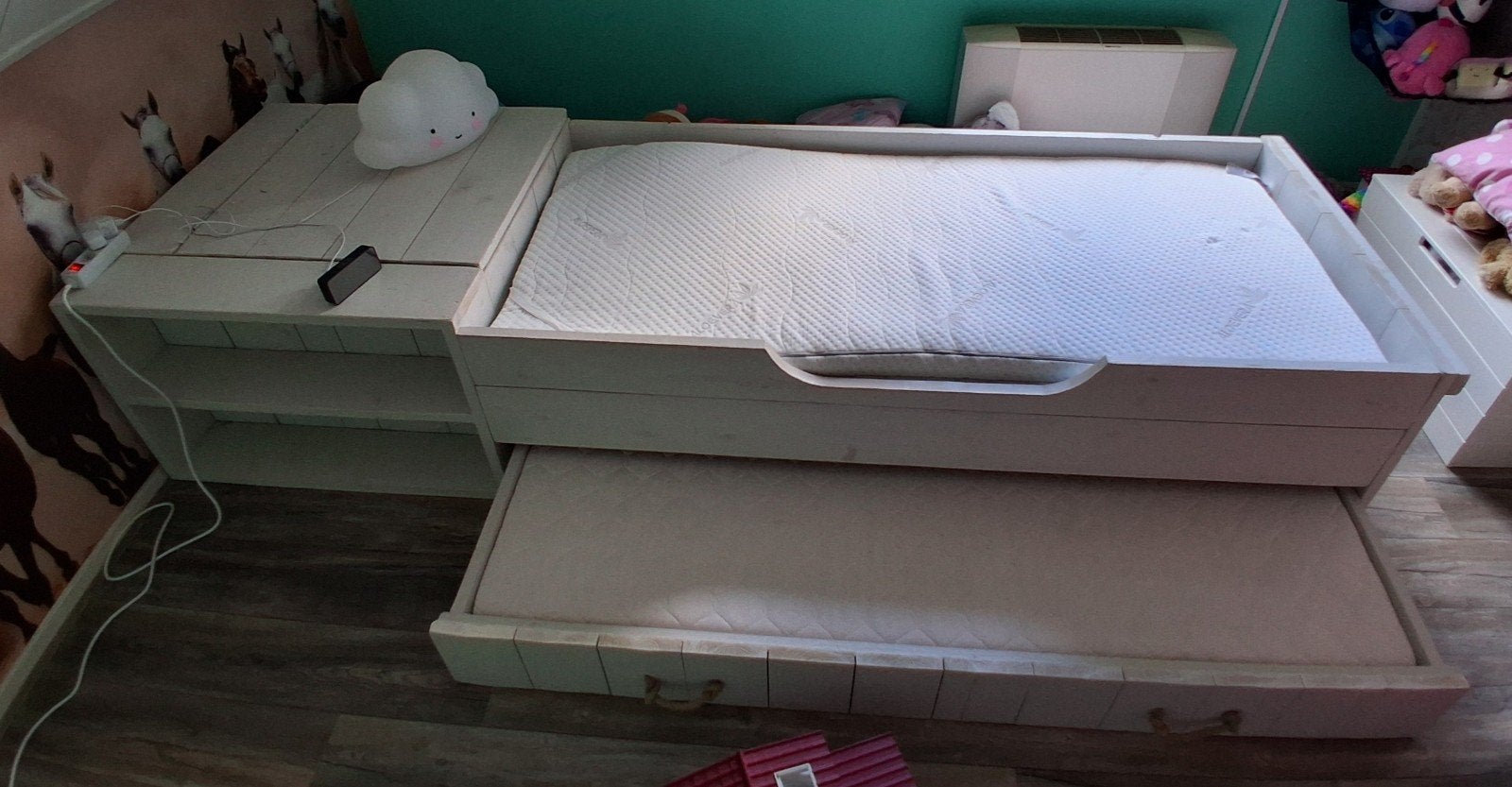 Wit Steigerhouten Kinderbed., Ophalen, Gebruikt, 90 cm, Eenpersoons