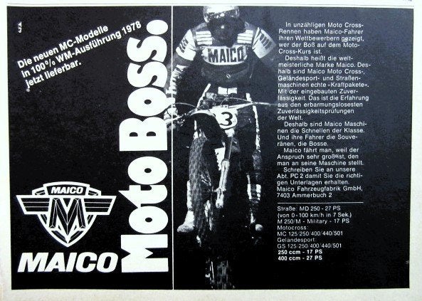 9 vintage reclames Maico motorfiets 77-81 crossmotor motor, Ophalen of Verzenden, Gebruikt, Overige typen