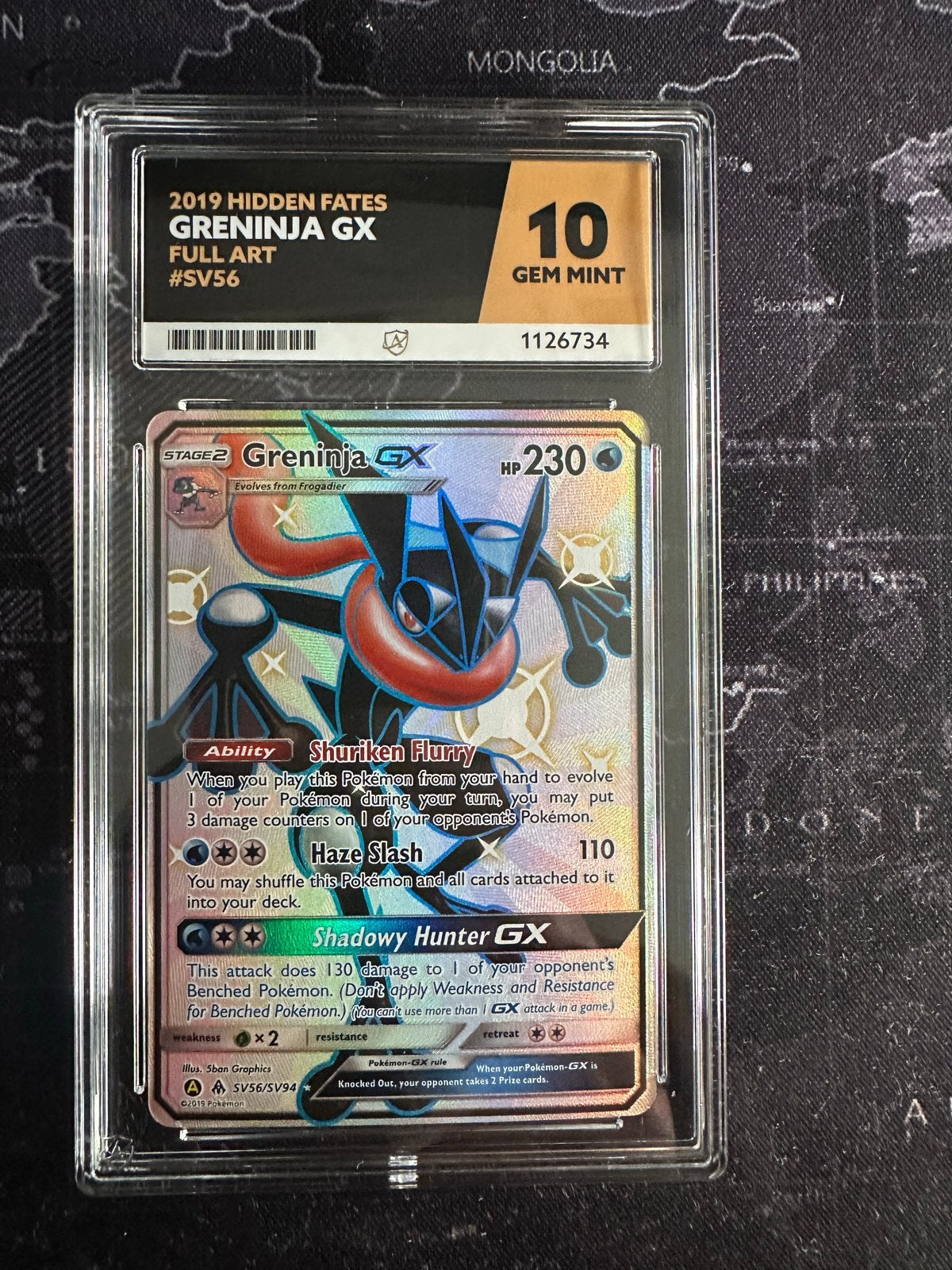 Greninja GX Full Art SV56 PSA 10 Gem Mint Pokémon Kaart, Ophalen of Verzenden, Nieuw, Losse kaart, Foil