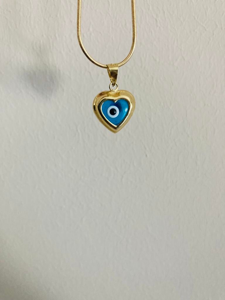 🦋🧿Kettinghanger goud 14 karaat oog 585 anna nina, Ophalen of Verzenden, Nieuw, Blauw, Goud