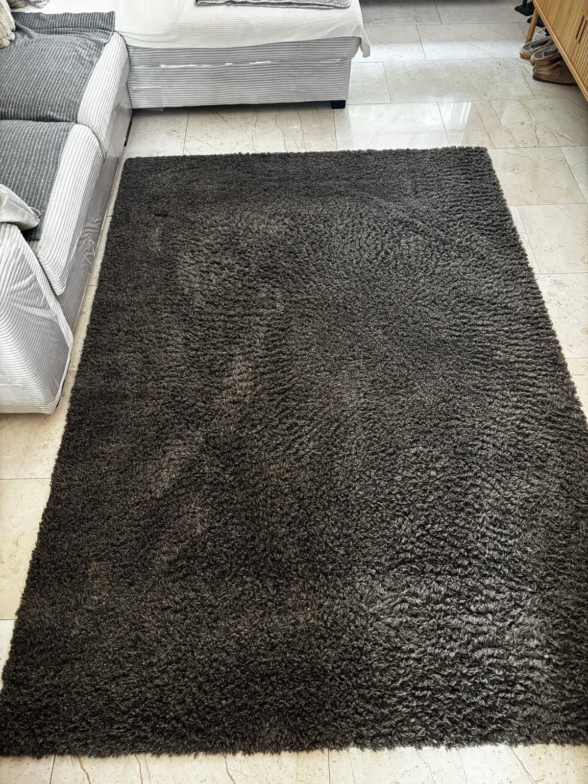 Grijsbruin IKEA vloerkleed 160x230 met antislip mat, Huis en Inrichting, Stoffering | Tapijten en Kleden, Ophalen, Gebruikt, 150 tot 200 cm