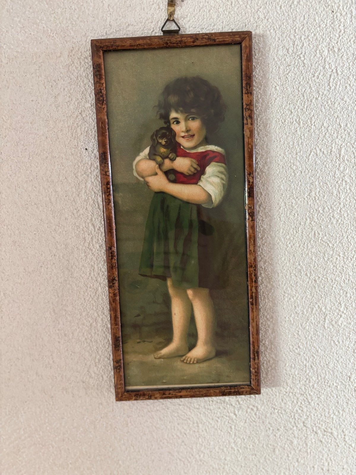 Twee Vintage Kinderprenten in Houten Lijst, Antiek en Kunst, Achter glas, Portret of Personen, Ophalen of Verzenden, Klassiek