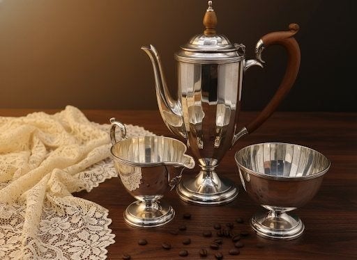 Zilveren koffieservies, Adie Brothers, Birmingham, 1925, Antiek en Kunst, Verzenden, Zilver