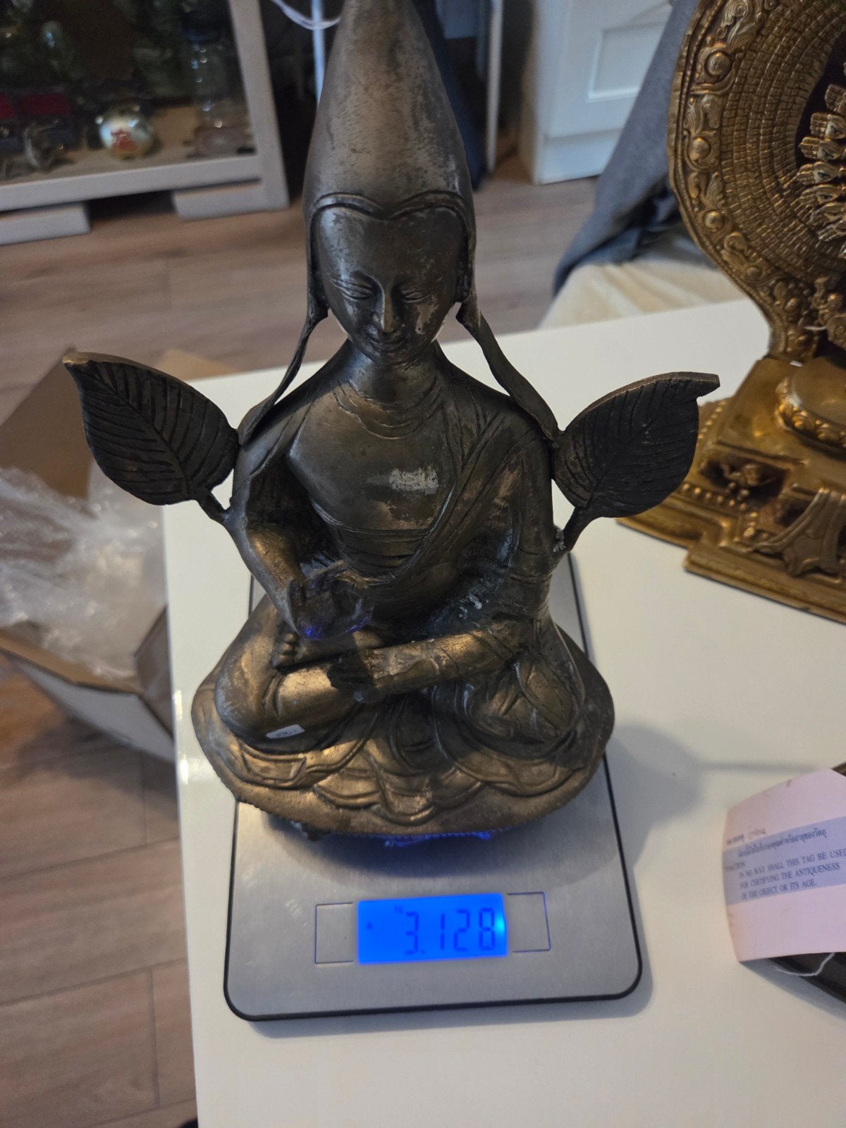 Antiek Tibetaans bronzen Boeddhabeeld, Tibet, Handgemaakt, Bruin, Ophalen of Verzenden