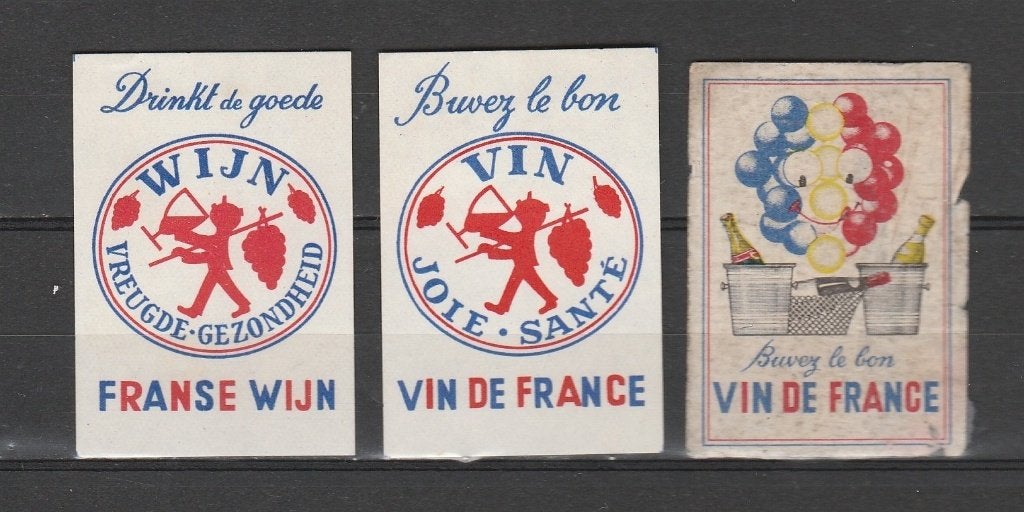 Lucifermerken, vin de France   (102), Verzamelen, Verzenden, Gebruikt, Luciferdoosjes of -merken
