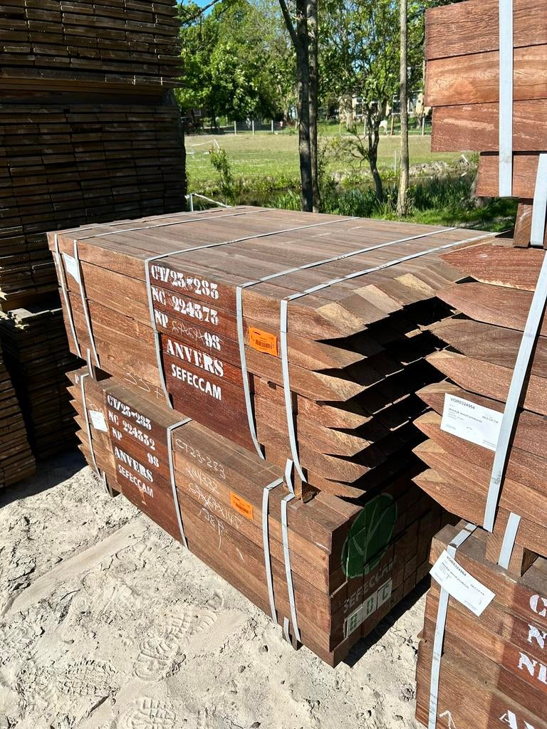 Hardhouten palen 70x70 mm gepunt Azobe, Tuin en Terras, Palen, Balken en Planken, Palen, Nieuw, Ophalen of Verzenden, Hardhout