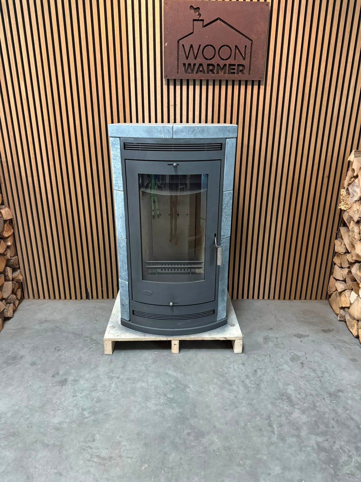 26068 Speksteenkachel Fireplace 7kw, Huis en Inrichting, Kachels, Ophalen, Info@woonwarmer.nl, Gebruikt, Houtkachel