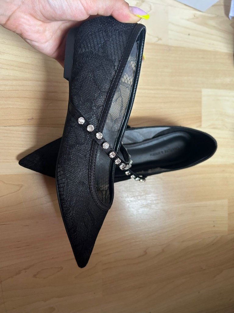 Charles and Keith black lace ballerina shoes, Nieuw, Charles & Keith, Zwart, Ballerina's