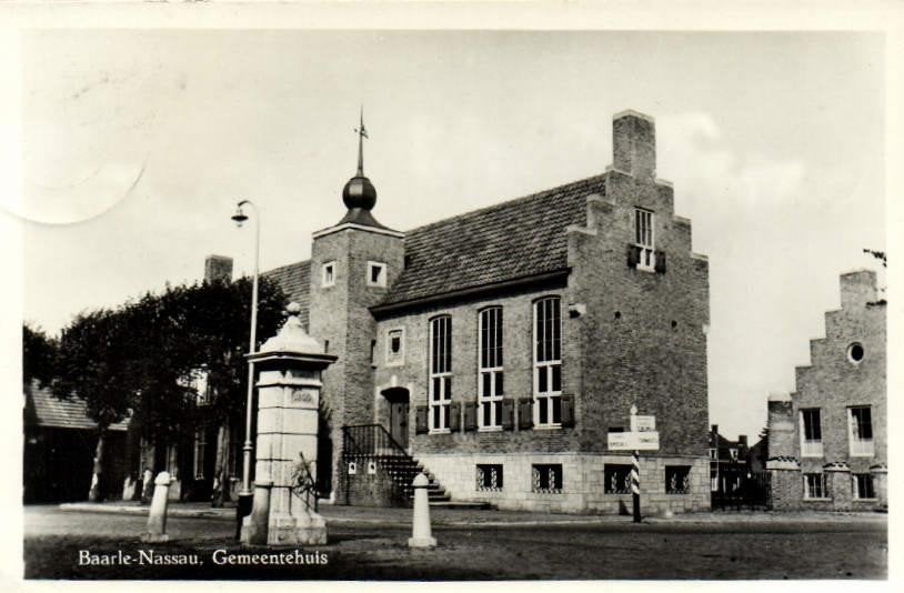 Baarle-Nassau, Gemeentehuis - 1961 gelopen, Ophalen of Verzenden, 1960 tot 1980, Gelopen, Noord-Brabant