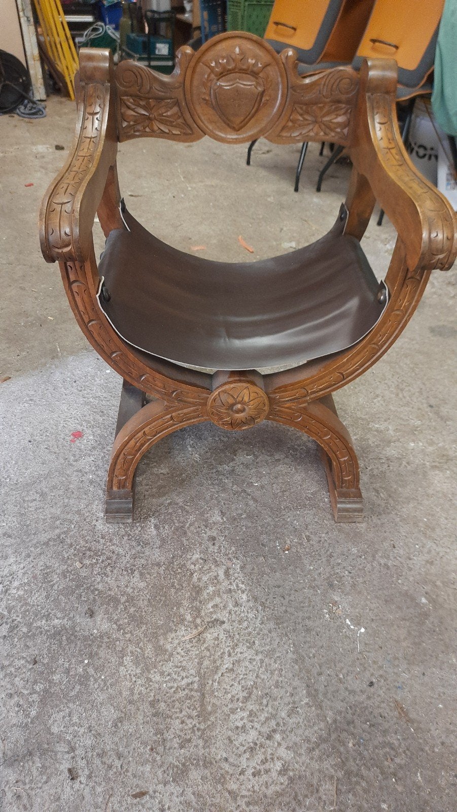 Antieke Romeinse Curule Stoel - Decoratieve Houtsnijwerk, Ophalen