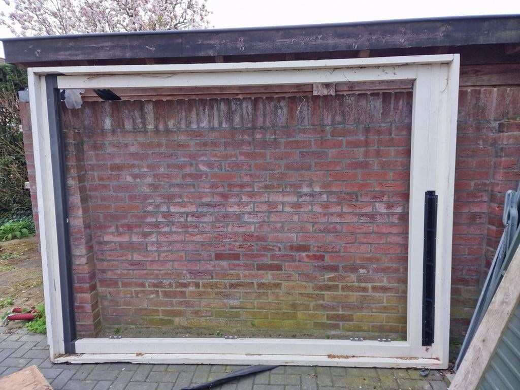 Hardhouten kozijn 201x210cm voor dubbel deurstel, holonite, Ophalen, Deurkozijn, Zo goed als nieuw, 150 tot 225 cm