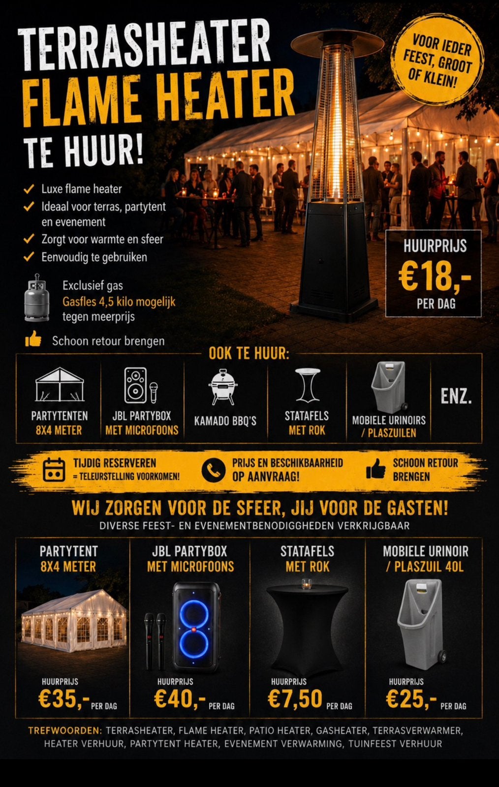 Terrasheater Flame Heater te huur, Ophalen of Verzenden, Nieuw, Abraham of Sarah