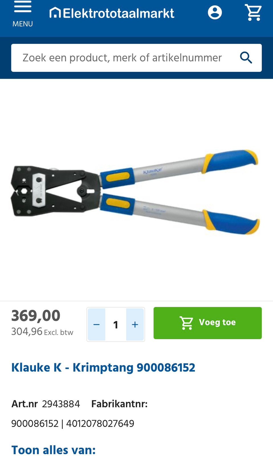 Klauke Handperstang 10-120mm² met uitschuifbare poten, Ophalen, Zo goed als nieuw