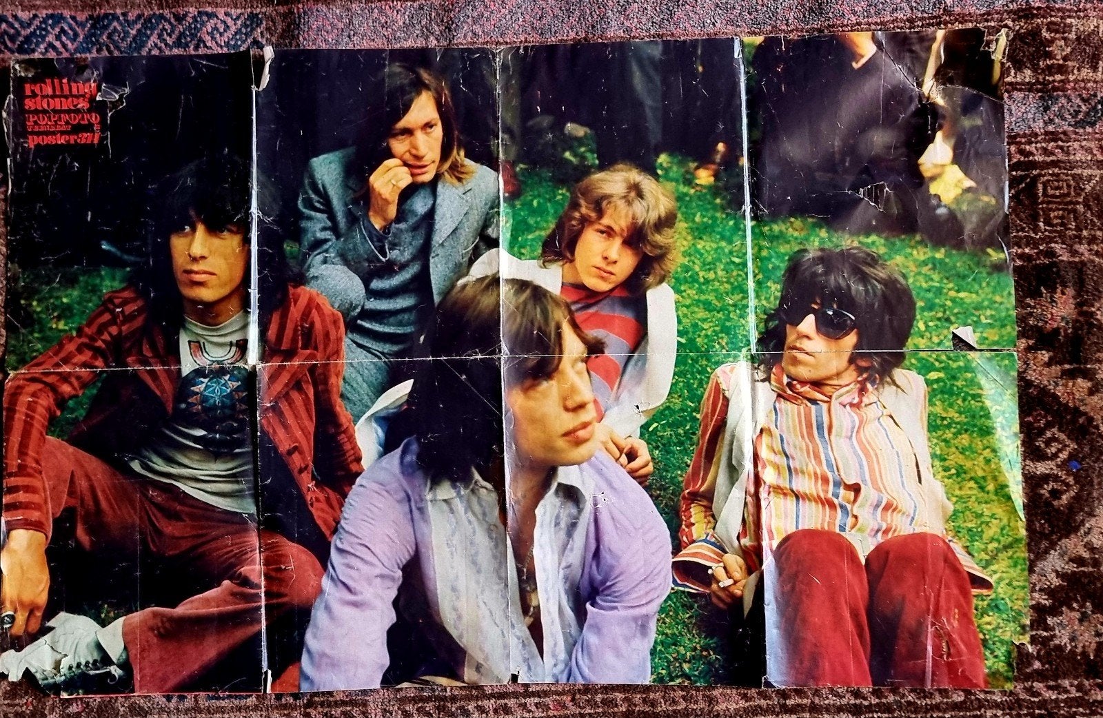 Vintage Rolling Stones Poster - Jaren '70 Muziek Memorabilia, Verzamelen, Gebruikt, Rechthoekig Liggend, Ophalen of Verzenden