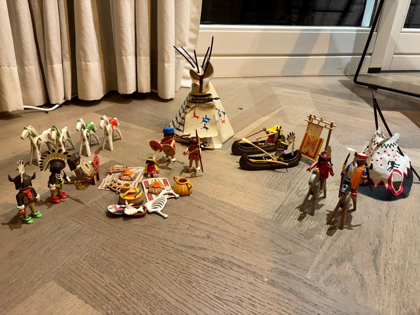 Playmobil Indianen set met tipi's, kano's en figuren, Gebruikt, Complete set, Figuren, Historisch