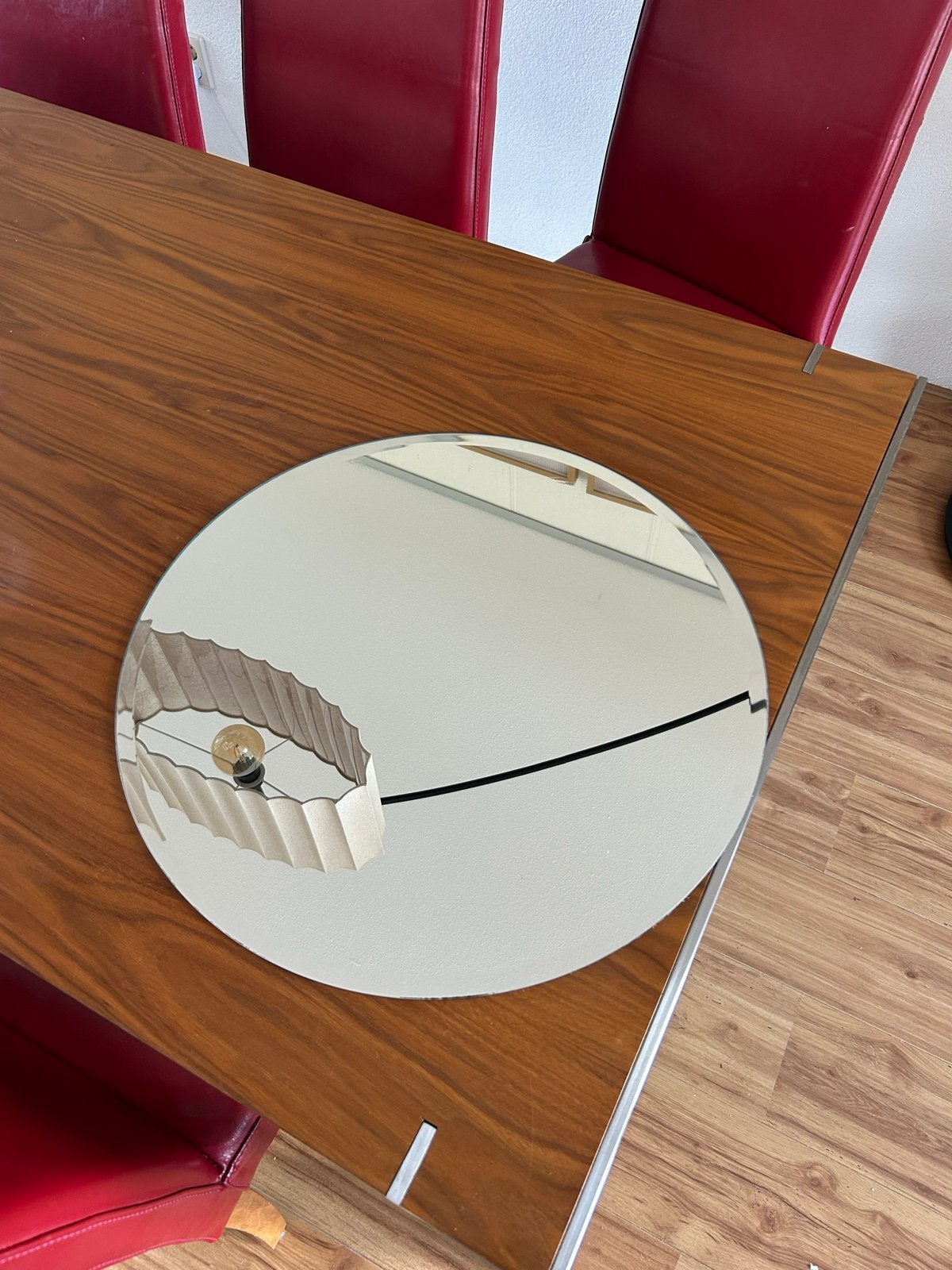 IKEA Kolja spiegel, rond, met lichte slijtage, Gebruikt, Rond, Ophalen of Verzenden, Minder dan 100 cm