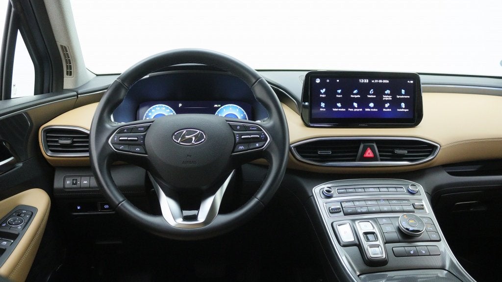 Hyundai Santa Fe 1.6 T-GDI PHEV Comfort Smart | Afn. Trekhaa, Auto's, Gebruikt, 4 cilinders, Blauw, Bedrijf