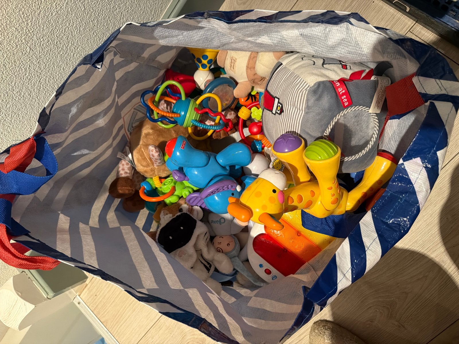 Grote tas vol met divers baby speelgoed, Ophalen, Gebruikt, Overige typen, Met geluid