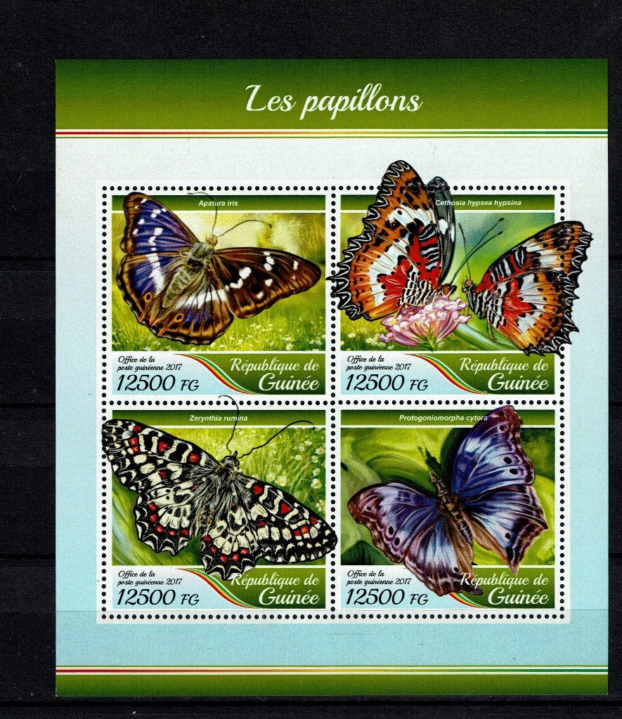 GUINEE 2017 PF BLOK VLINDERS INSECTEN BUTTERFLIES 2, Ophalen of Verzenden, Postfris, Dier of Natuur