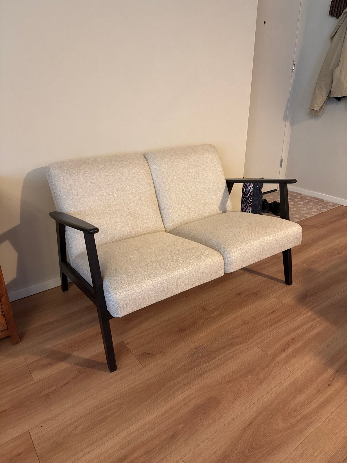 Tweepersoonsbank / Loveseat hout EKENÄSET, Ophalen, Mid century, Tweepersoons, 75 tot 100 cm