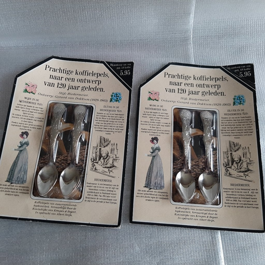 Zwaar verzilverde koffielepels, stijl Biedermeier, Nieuw, Zilver, Theelepel, Ophalen