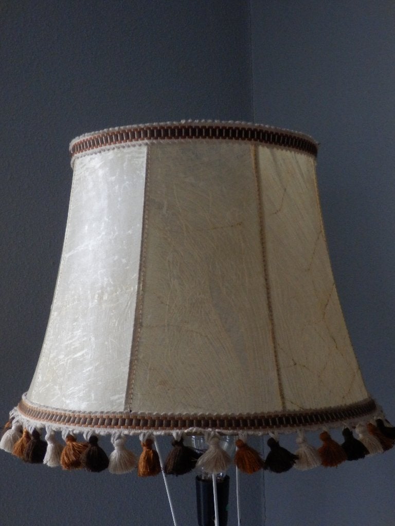Retro lampenkap, met kwastjes, Gebruikt, Rond, 30 cm, Ophalen of Verzenden