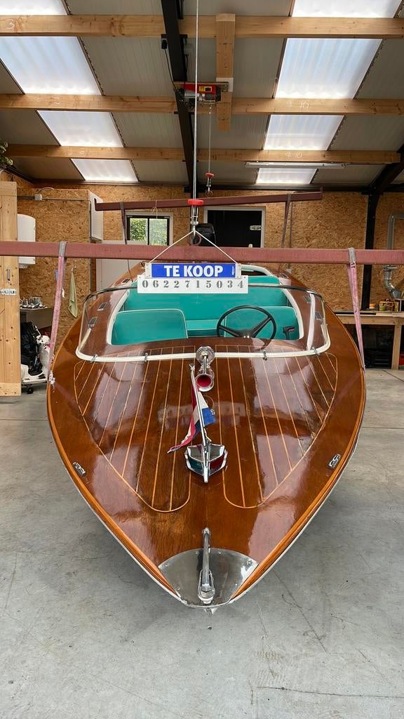 Mooie mahoniehouten speedboot, Ophalen of Verzenden, Zo goed als nieuw, 3 tot 6 meter, Buitenboordmotor