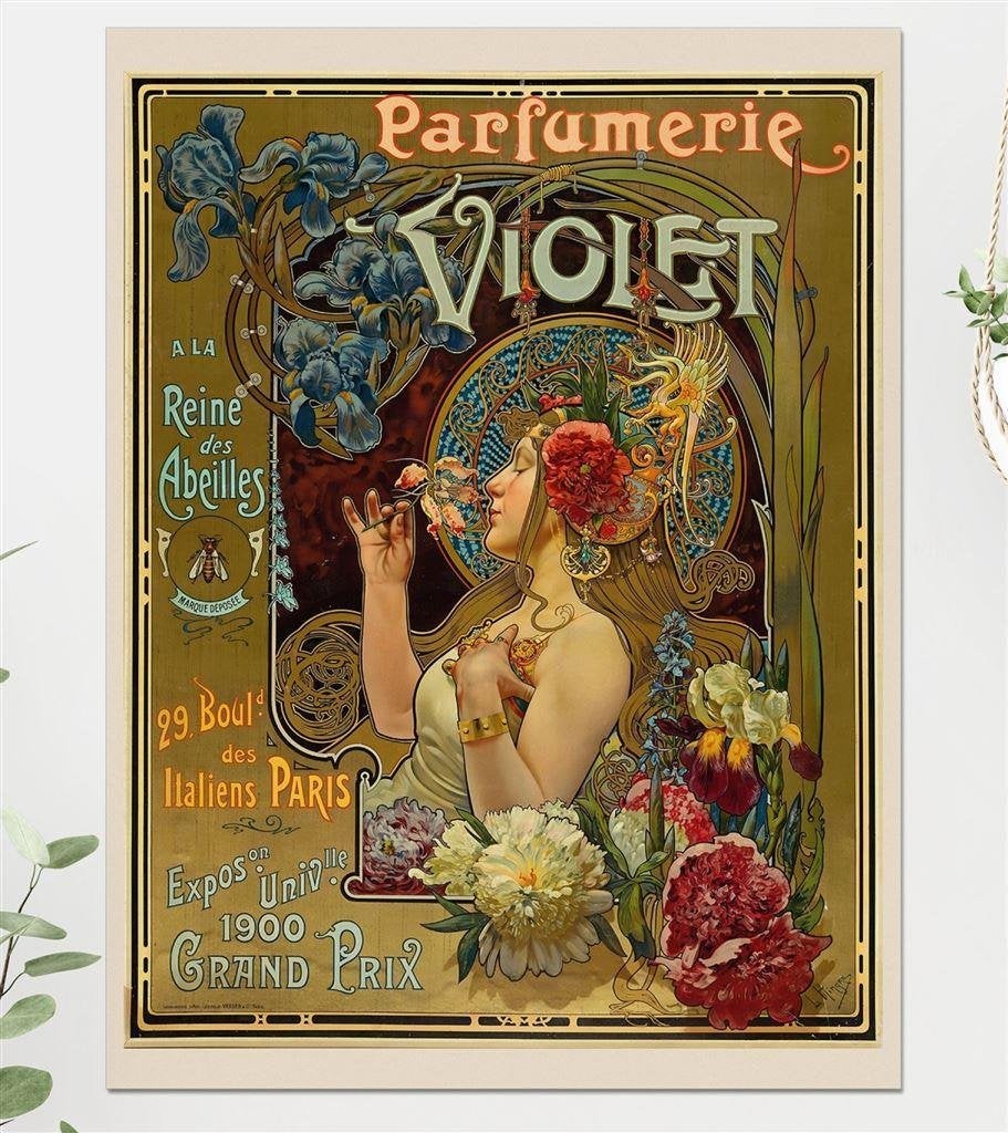 Parfumerie Violet Art Nouveau Kunst Poster Affiche, Verzamelen, Verzenden, Nieuw, A1 t/m A3, Film en Tv
