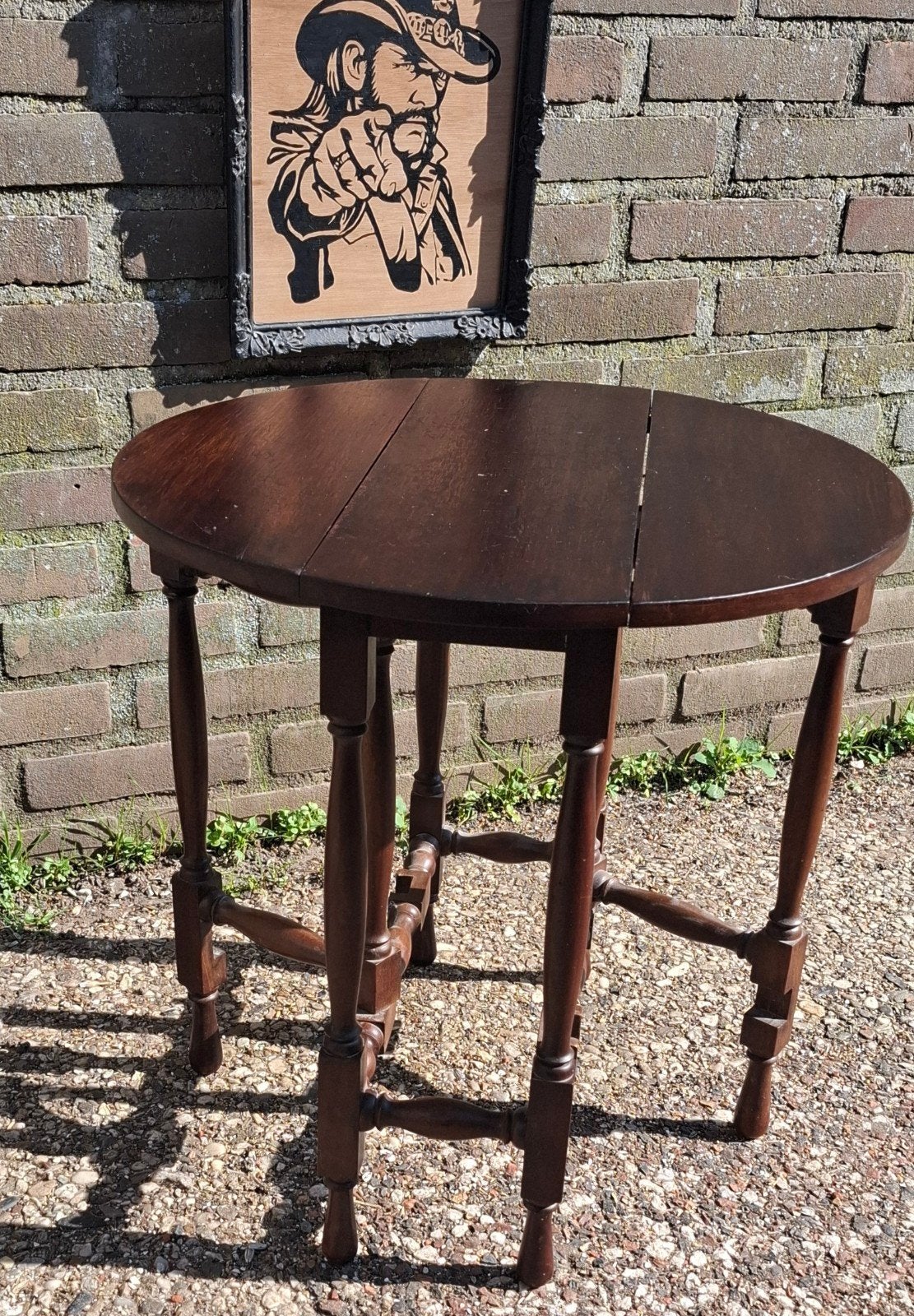 Drop leaf table.  Ca 1950., Ophalen, Minder dan 50 cm, Rond, Tot twee personen