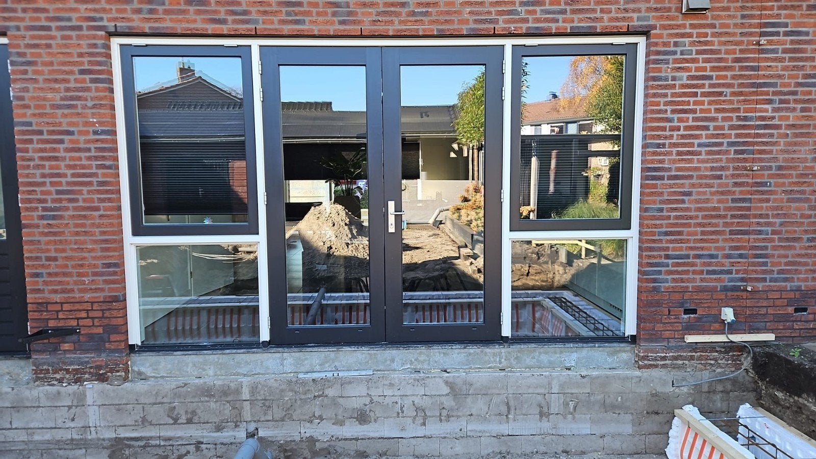 Hardhouten pui met dubbele openslaande tuindeuren, HR++ glas, Doe-het-zelf en Verbouw, Ophalen, 225 cm of meer, Overige typen