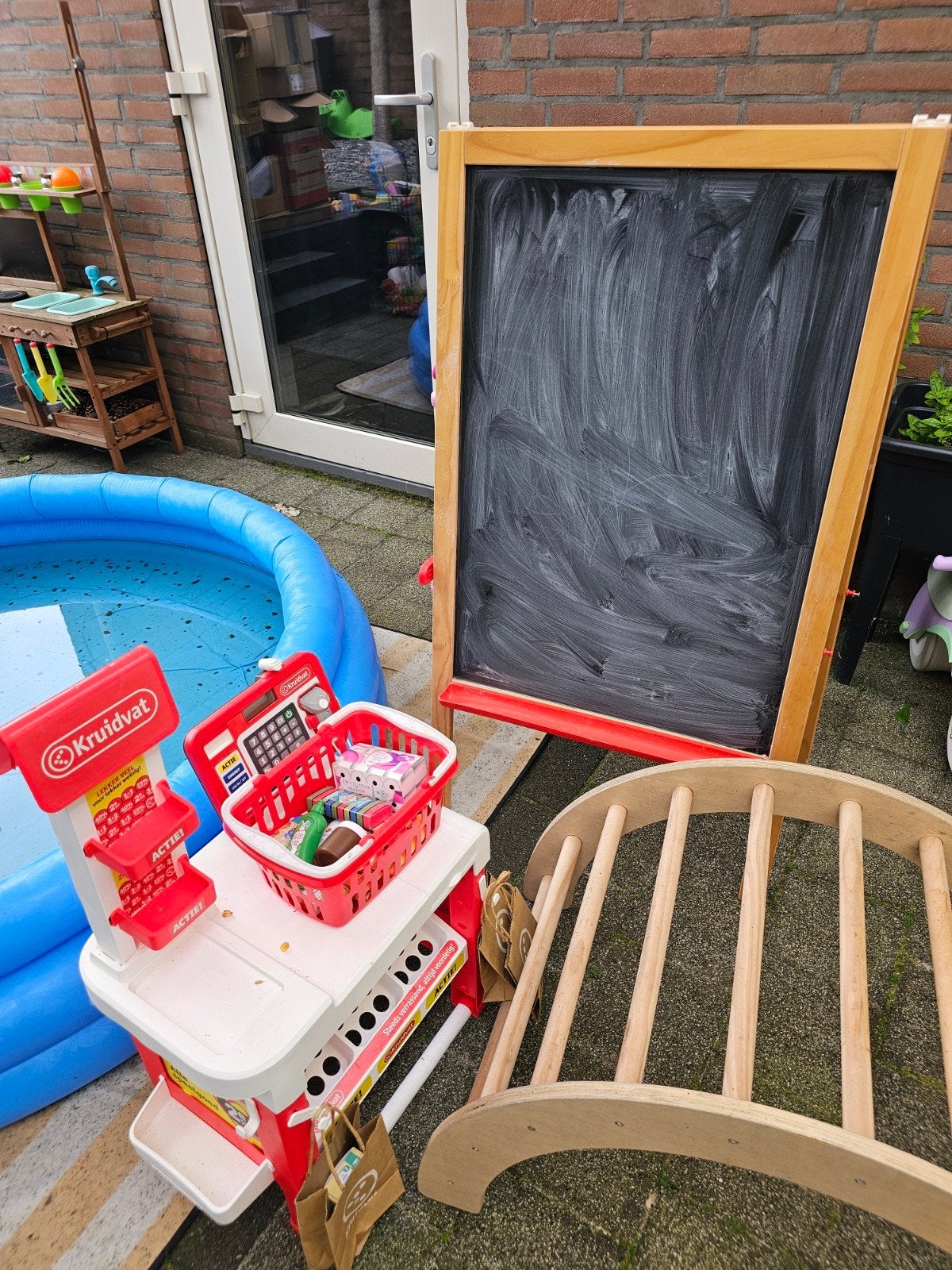 Houten speelboog, Kruidvat kassa en Ikea tekenbord, Ophalen, Gebruikt, Jongen of Meisje