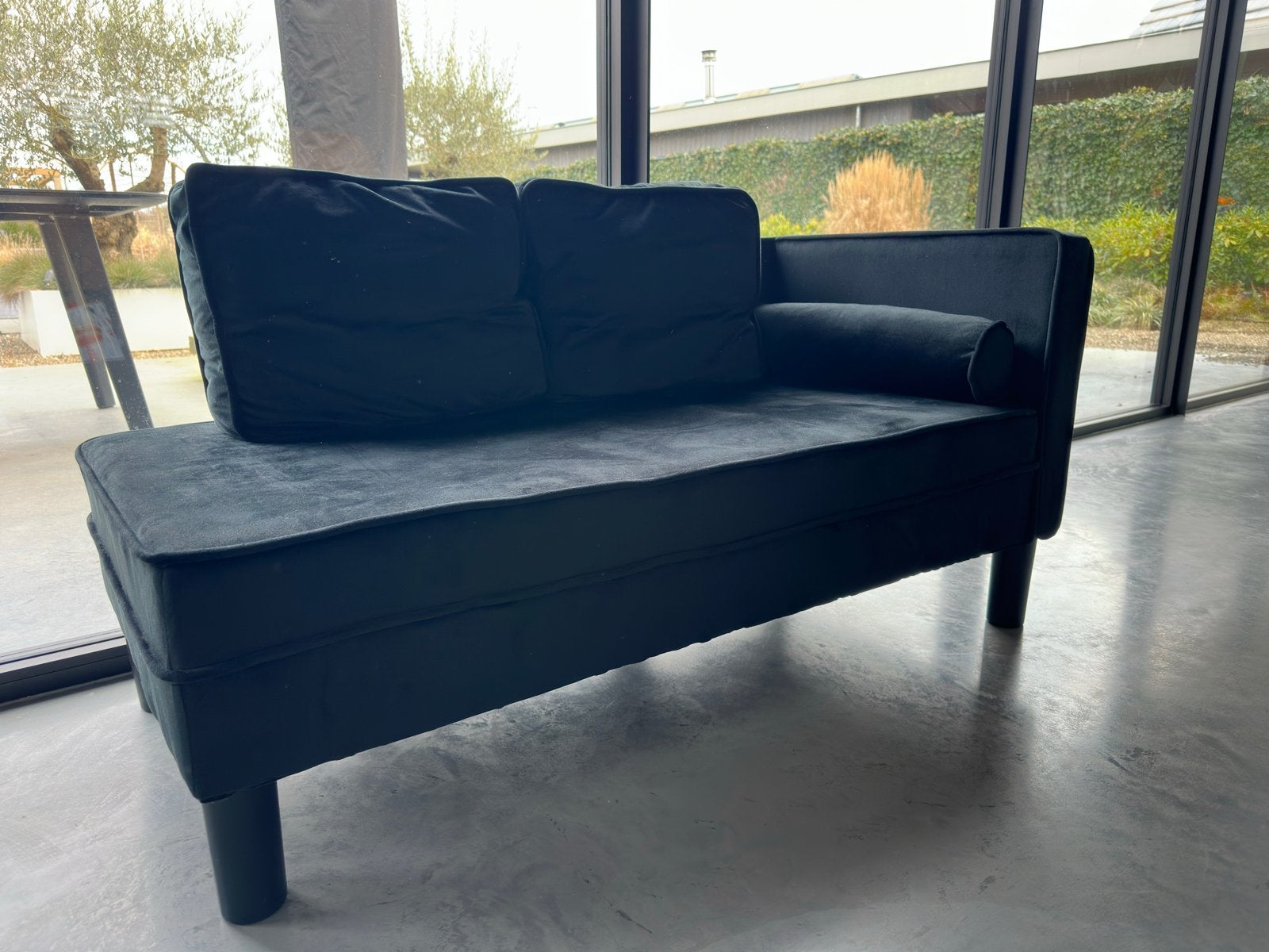 VidaXL fluwelen bankje kinderkamer - Zwart, als nieuw, Minder dan 75 cm, Tweepersoons, Ophalen of Verzenden, Zo goed als nieuw