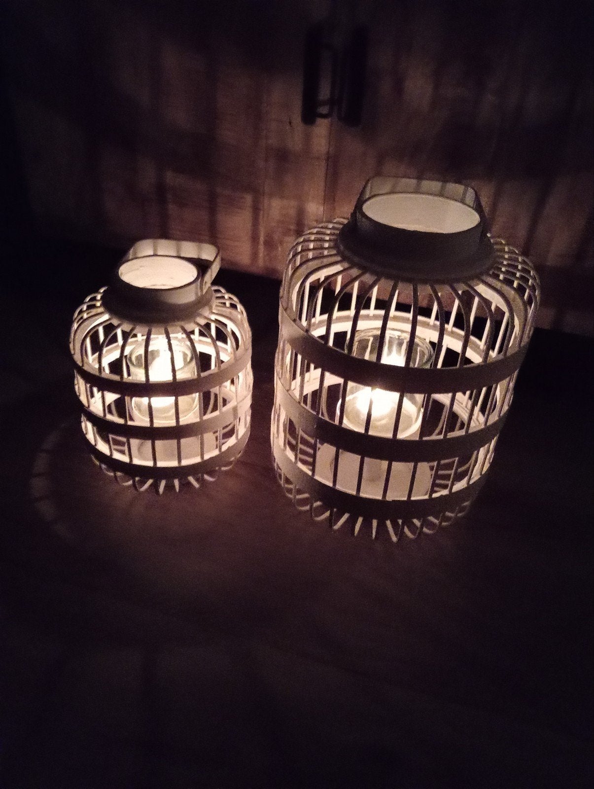Set van 2 bamboe lantaarns - wit, Lantaarn, Wit, Natuurlijk materiaal, Nieuw