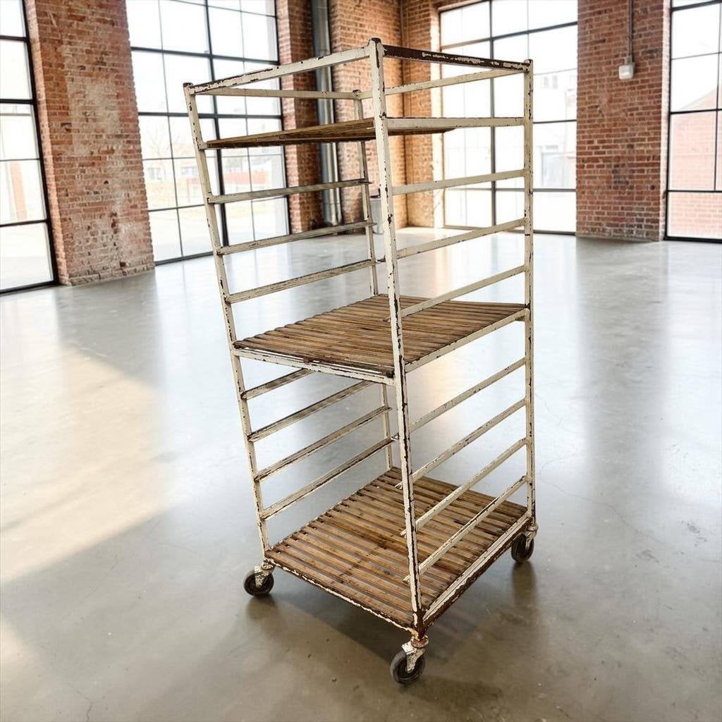 vintage industriële kar / etagere / rek op wieltjes, Ophalen