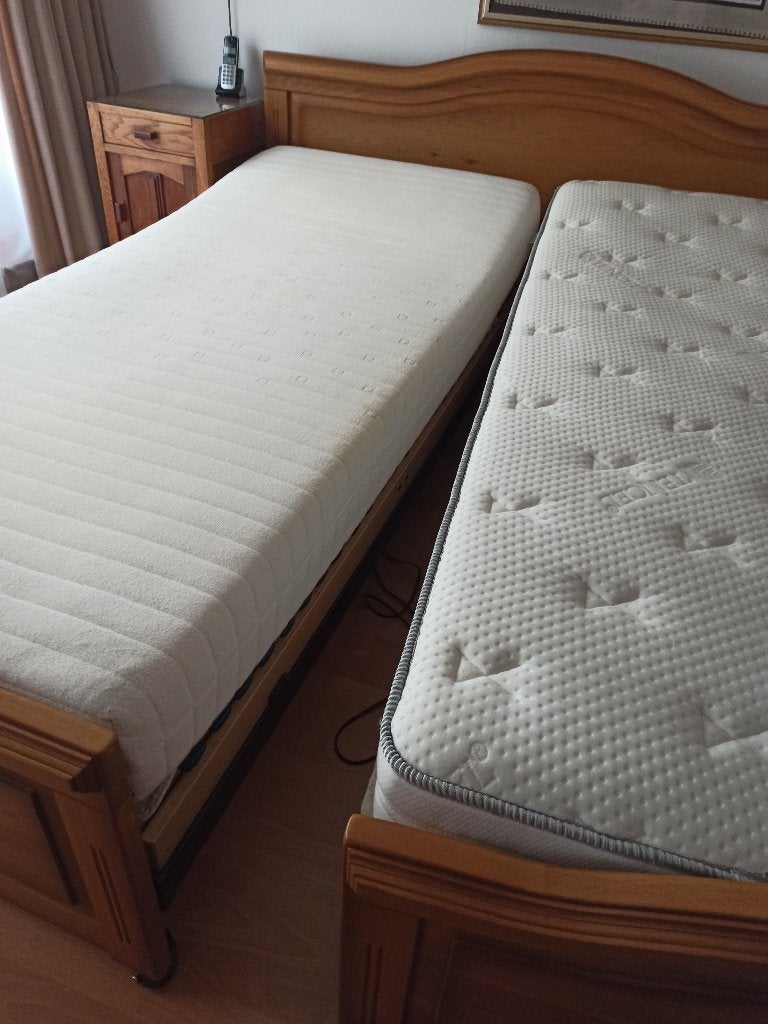 2-persoons deelbaar bed, Ophalen, Bruin, 210 cm, Tweepersoons