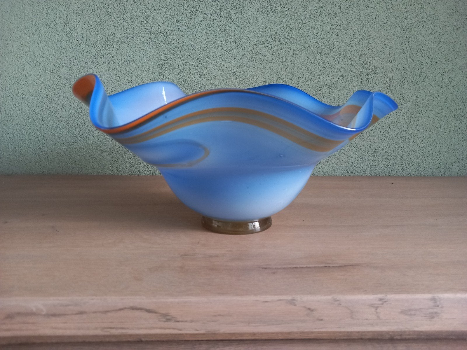 Goldan Talast glazen schaal - Blauw en oranje, Antiek en Kunst, Ophalen