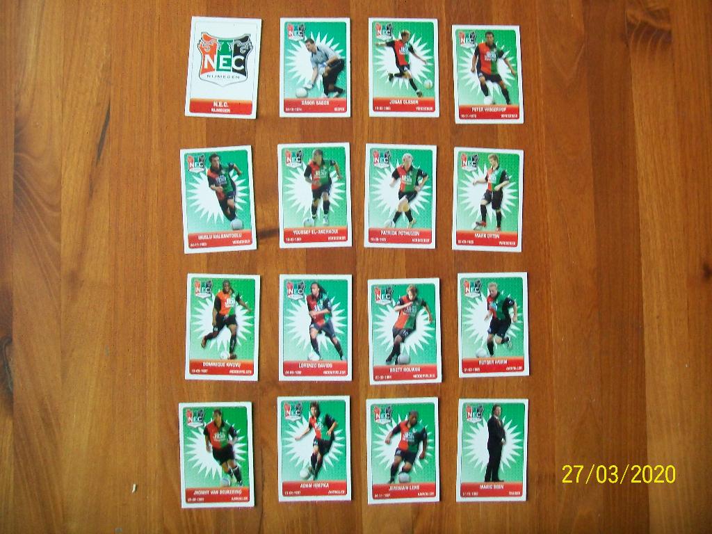 16 Voetbalplaatjes NEC seizoen 2007 - 2008 - compleet, Verzenden, Zo goed als nieuw, Overige binnenlandse clubs, Poster, Plaatje of Sticker