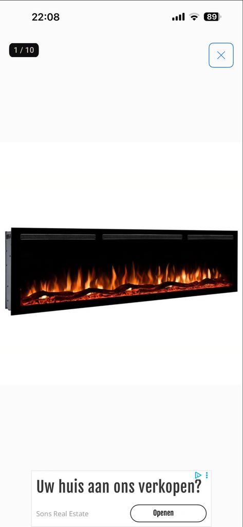 Elektrische Haard Mallorca L - 128cm, Ophalen of Verzenden, Zo goed als nieuw, Inbouwhaard, Elektrische haard