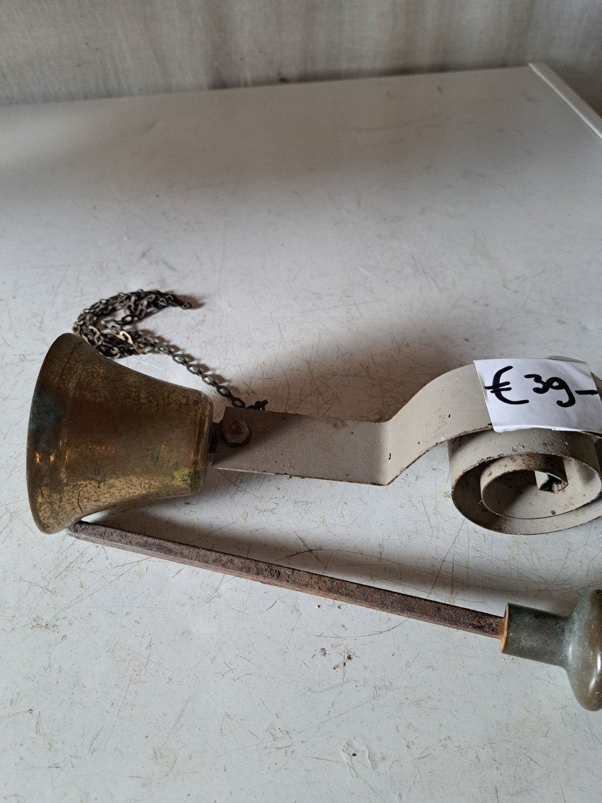 bronzen deurbel met bronzen trekker, Ophalen of Verzenden, Brons