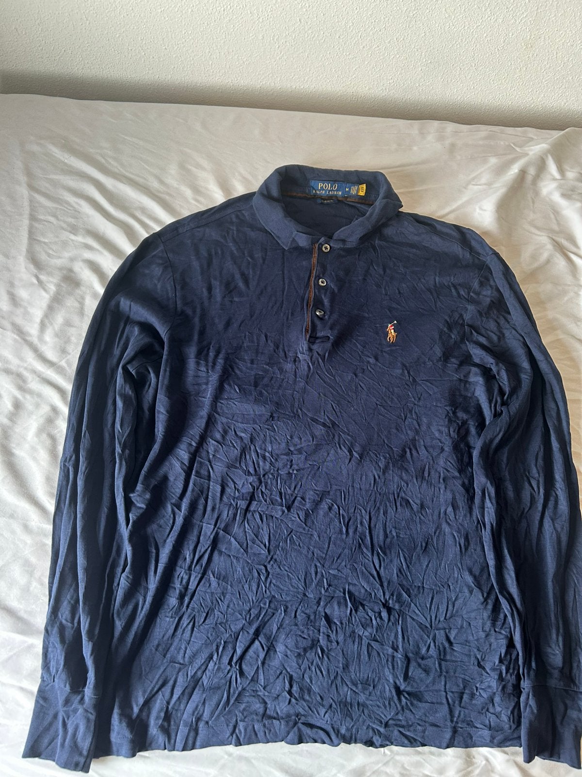 Ralph lauren polo longsleeve donkerblaue maat M, Ophalen of Verzenden, Nieuw, Maat 48/50 (M), Blauw
